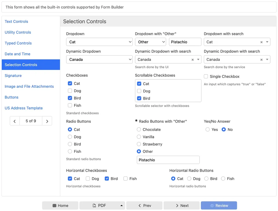 Multi-page form with wizard interface