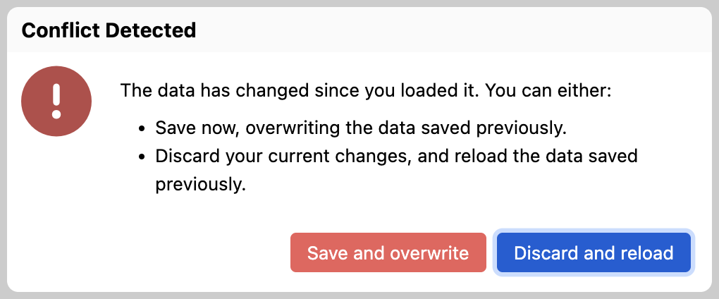 Conflict detected dialog