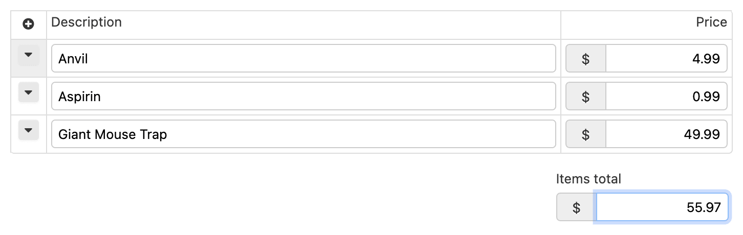 Right-aligned fields in a repeated grid